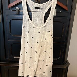 Rag & Bone Cream Relaxed Tank Top with Subtle Pattern